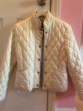 Coach Quilted Puffer Bomber Jacket in Cream